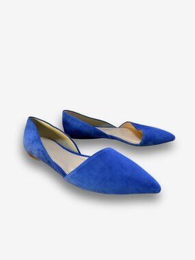 J.Crew Suede Flats Cobalt Blue Pointed Toe Leather 10 Preppy Business Casual